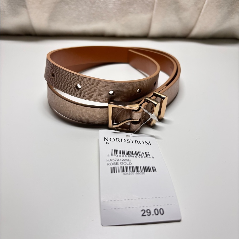 Nordstrom | Halogen Small Rose Gold Trouser Fit Belt | NWT - Picture 3 of 6